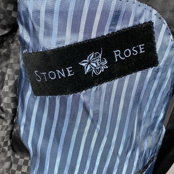 STONE ROSE BLACK VELVET PEAK LAPEL BLAZER Red Rivet Collection size 44R - Picture 8 of 12